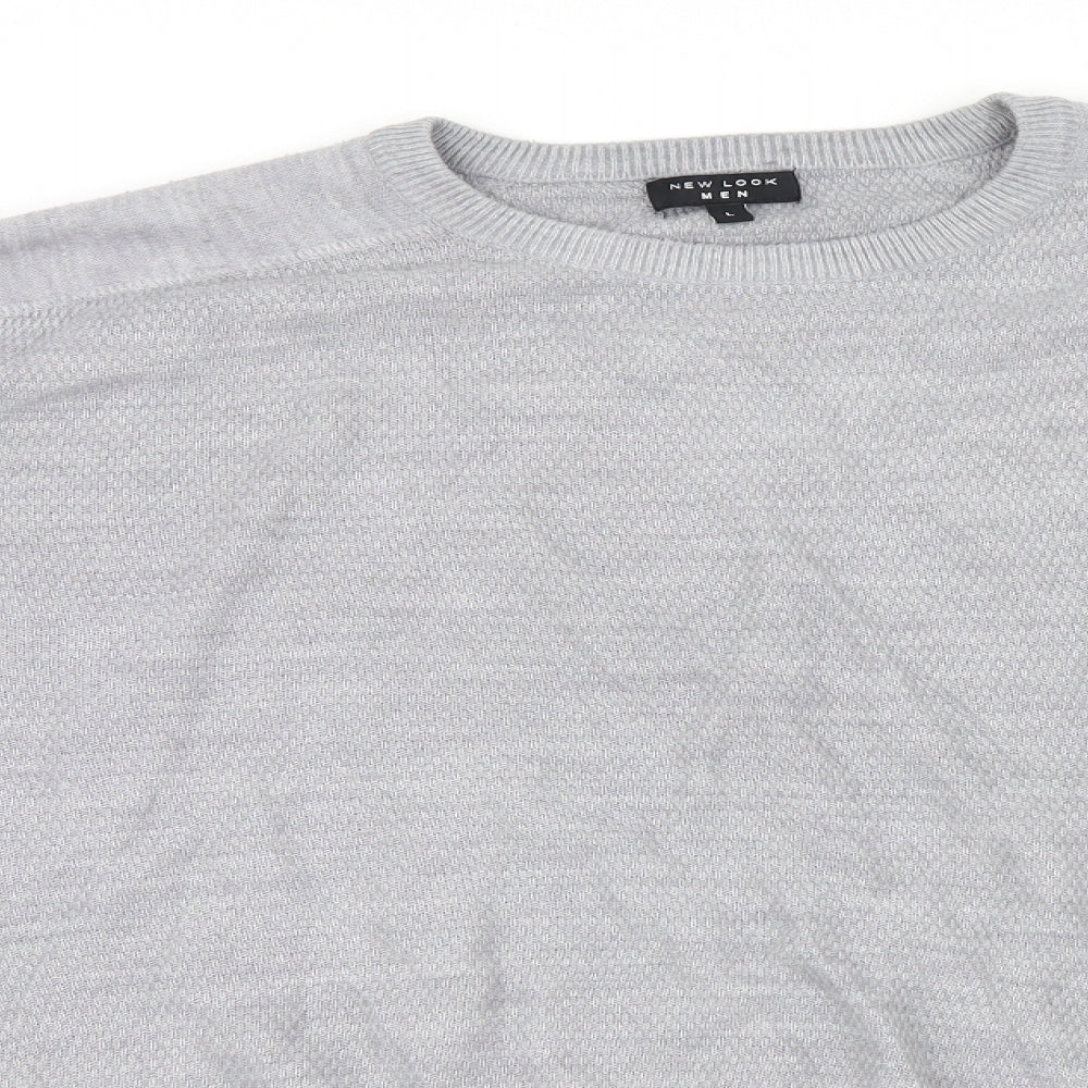 New Look Mens Grey  Knit Pullover Jumper Size L
