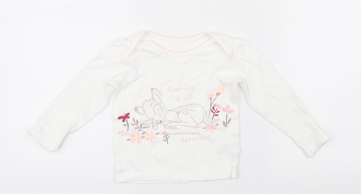 George Girls White Geometric  Capri Pyjama Top Size 6-9 Months