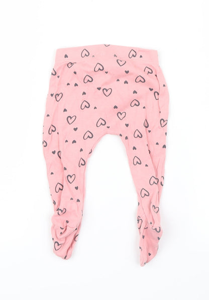 George Girls Pink Geometric  Capri Leggings Size 3-6 Months  - Hearts