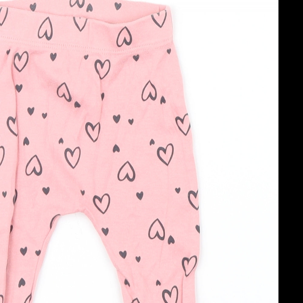 George Girls Pink Geometric  Capri Leggings Size 3-6 Months  - Hearts