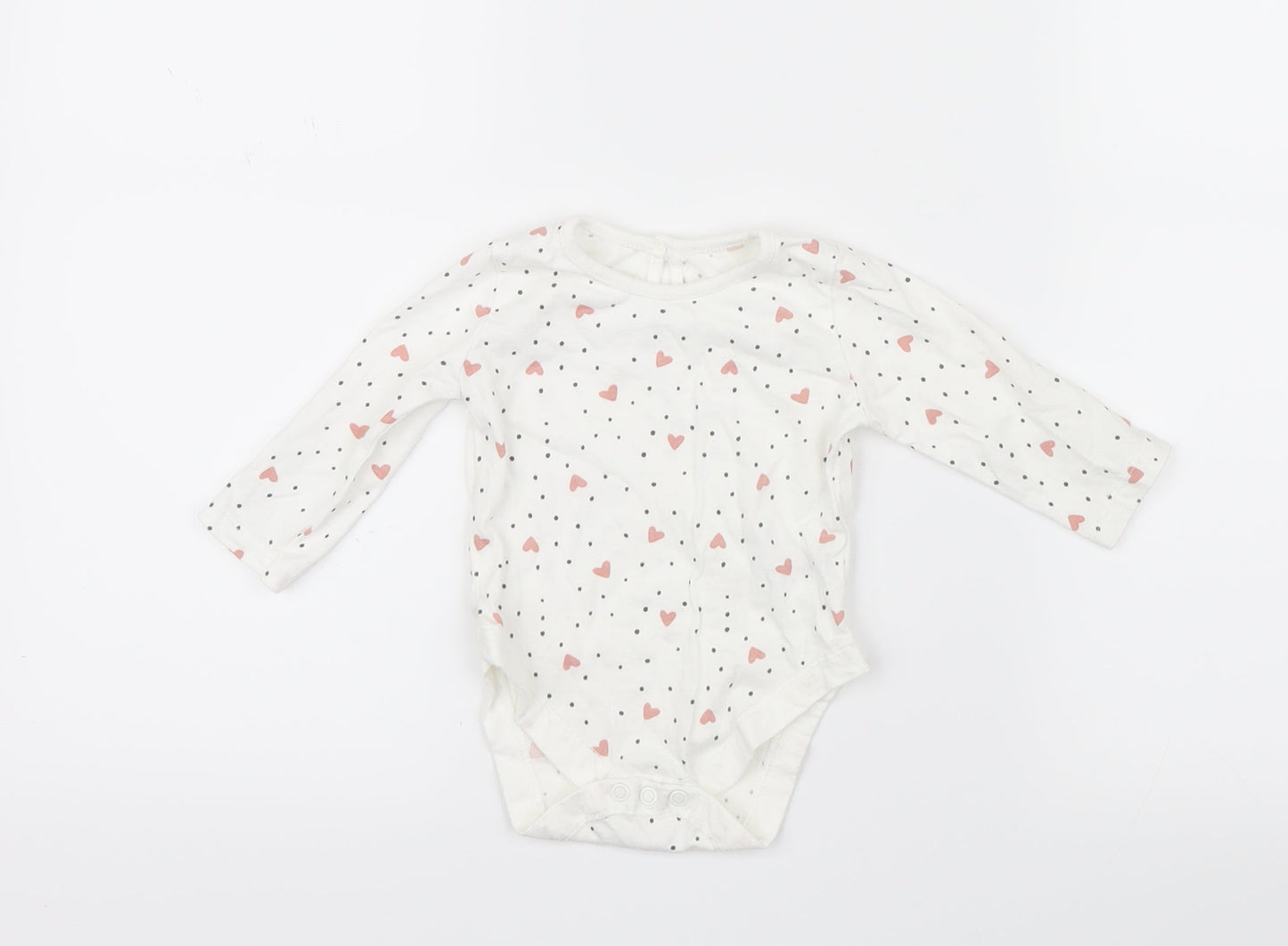 George Girls White Geometric  Babygrow One-Piece Size 3-6 Months  - Hearts