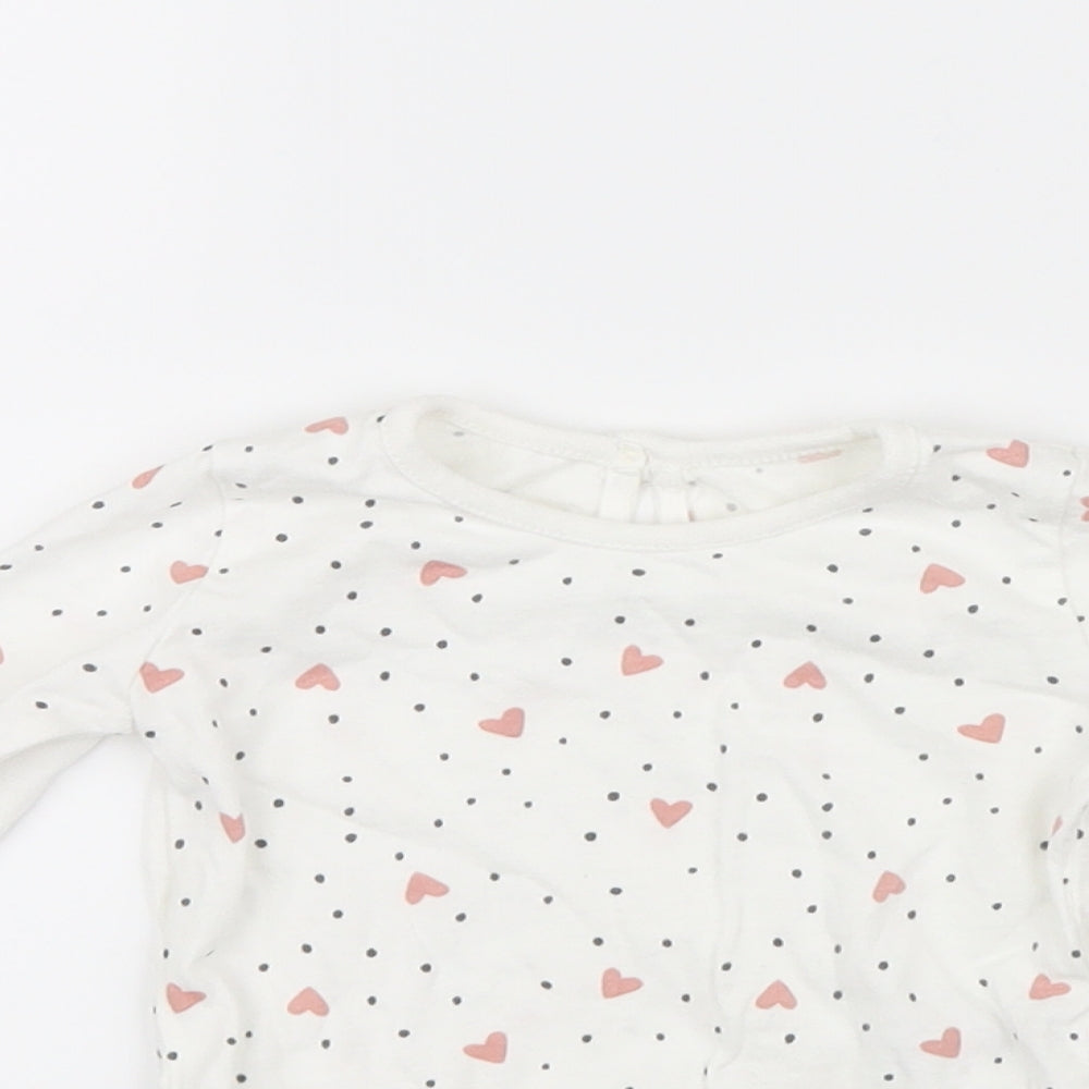 George Girls White Geometric  Babygrow One-Piece Size 3-6 Months  - Hearts