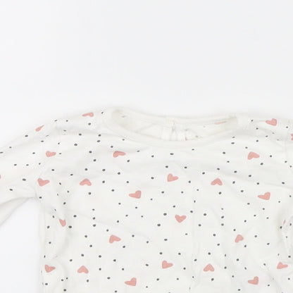 George Girls White Geometric  Babygrow One-Piece Size 3-6 Months  - Hearts