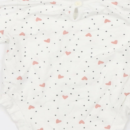 George Girls White Geometric  Babygrow One-Piece Size 3-6 Months  - Hearts