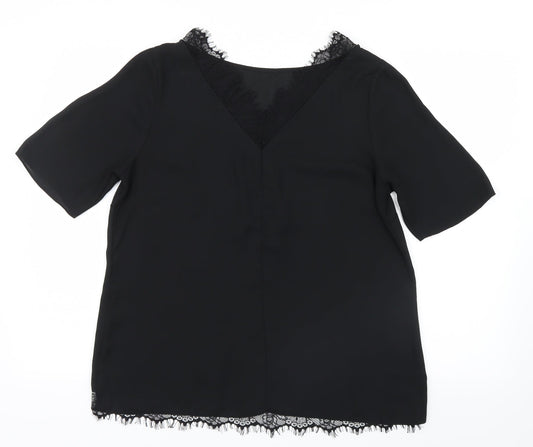 Matalan Womens Black  Mesh Basic Blouse Size 14  - Lace detail