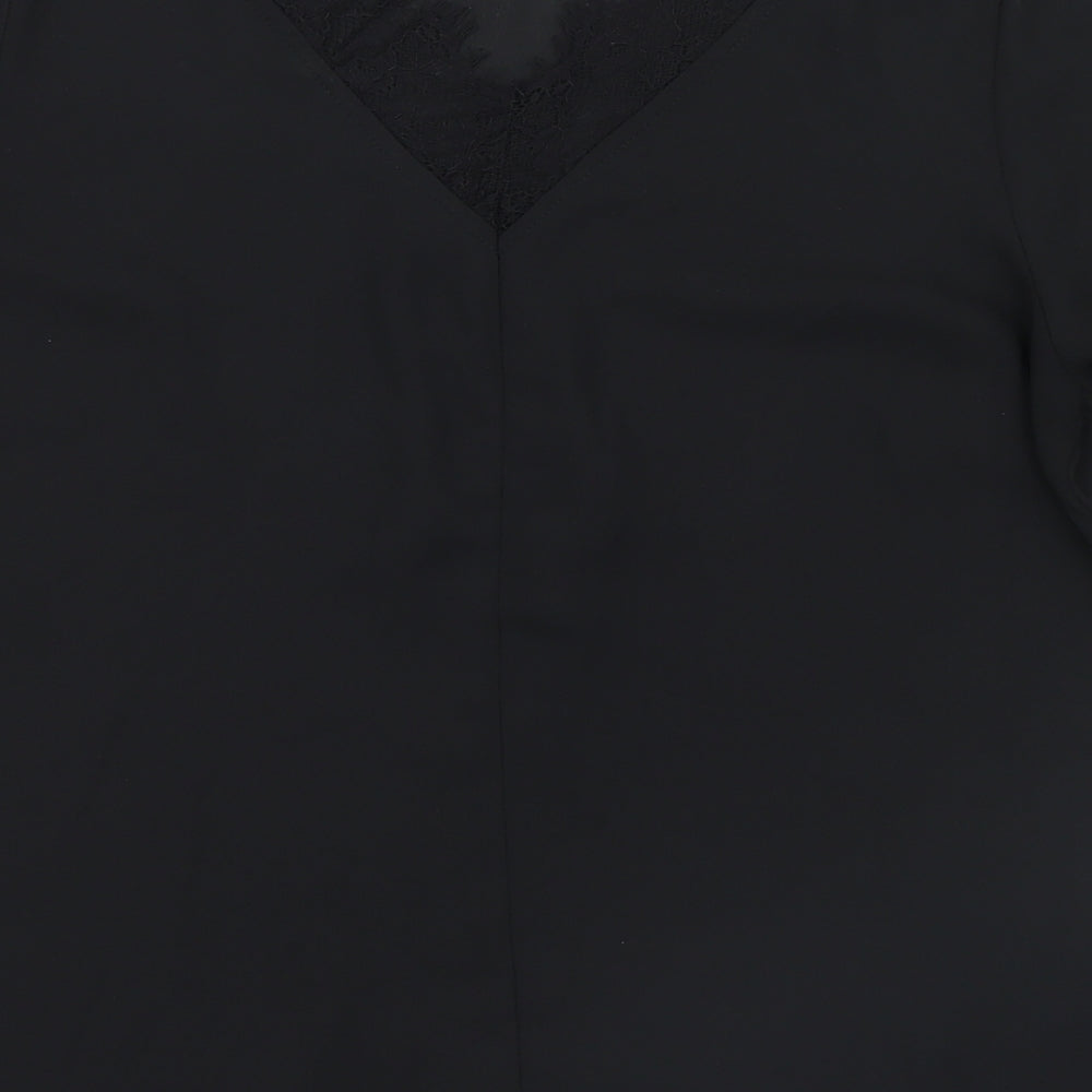 Matalan Womens Black  Mesh Basic Blouse Size 14  - Lace detail