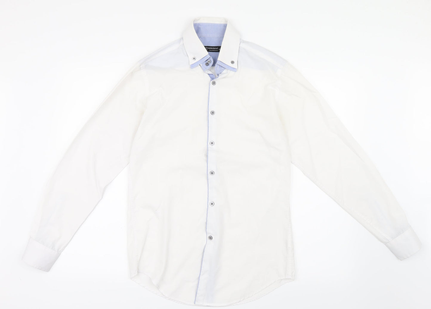 Mens UK Size S Twisted Soul White  Button-Up Long Sleeve Casual Shirt