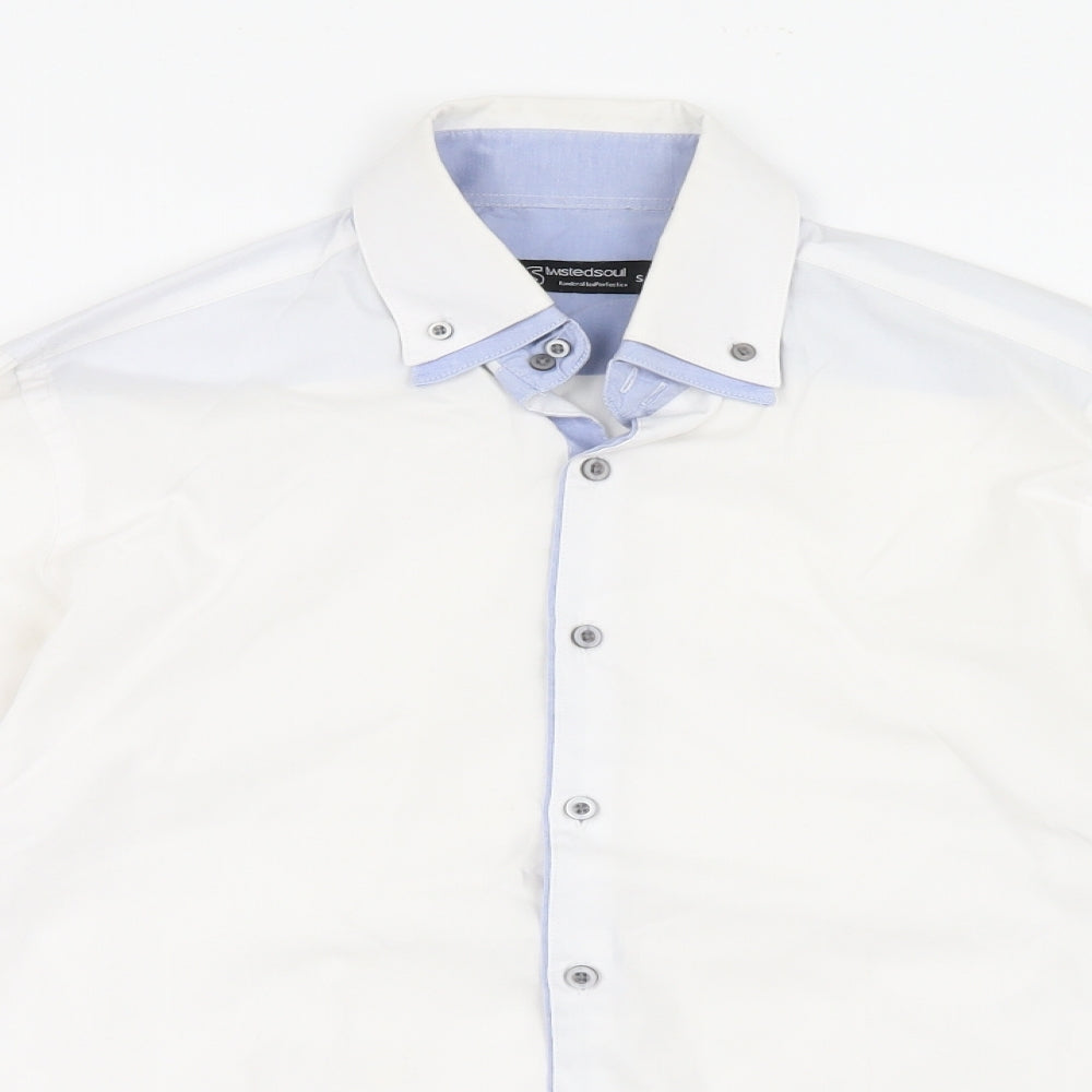 Mens UK Size S Twisted Soul White  Button-Up Long Sleeve Casual Shirt