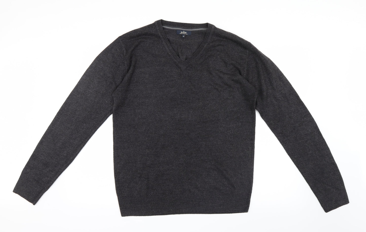 Easy Mens Grey  Knit Pullover Jumper Size M