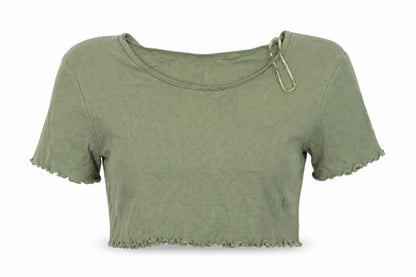 Womens UK Size 8 Select Green Cropped T-Shirt