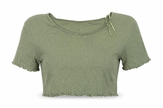 Womens UK Size 8 Select Green Cropped T-Shirt