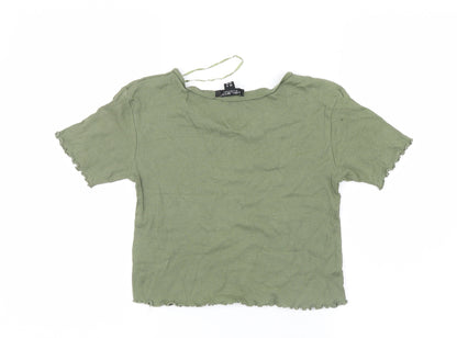 Womens UK Size 8 Select Green Cropped T-Shirt