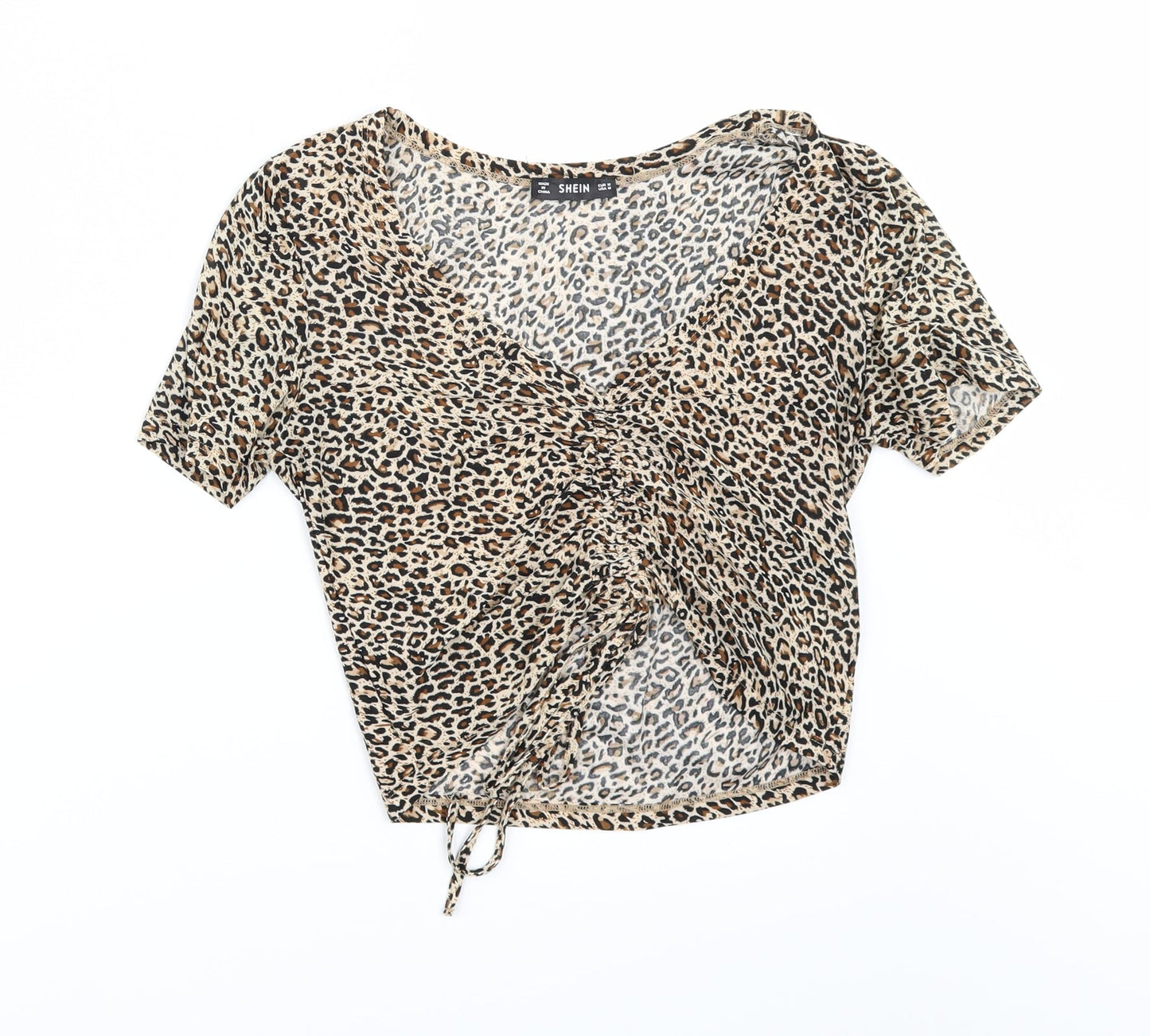 SheIn Womens Beige Animal Print  Basic T-Shirt Size M