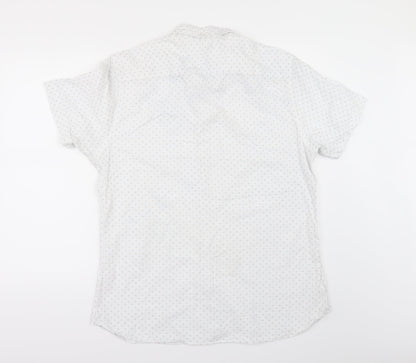 TU Mens White Geometric   Button-Up Size L
