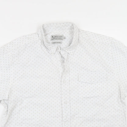 TU Mens White Geometric   Button-Up Size L