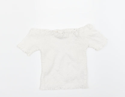 Primark Girls White   Basic T-Shirt Size 7-8 Years