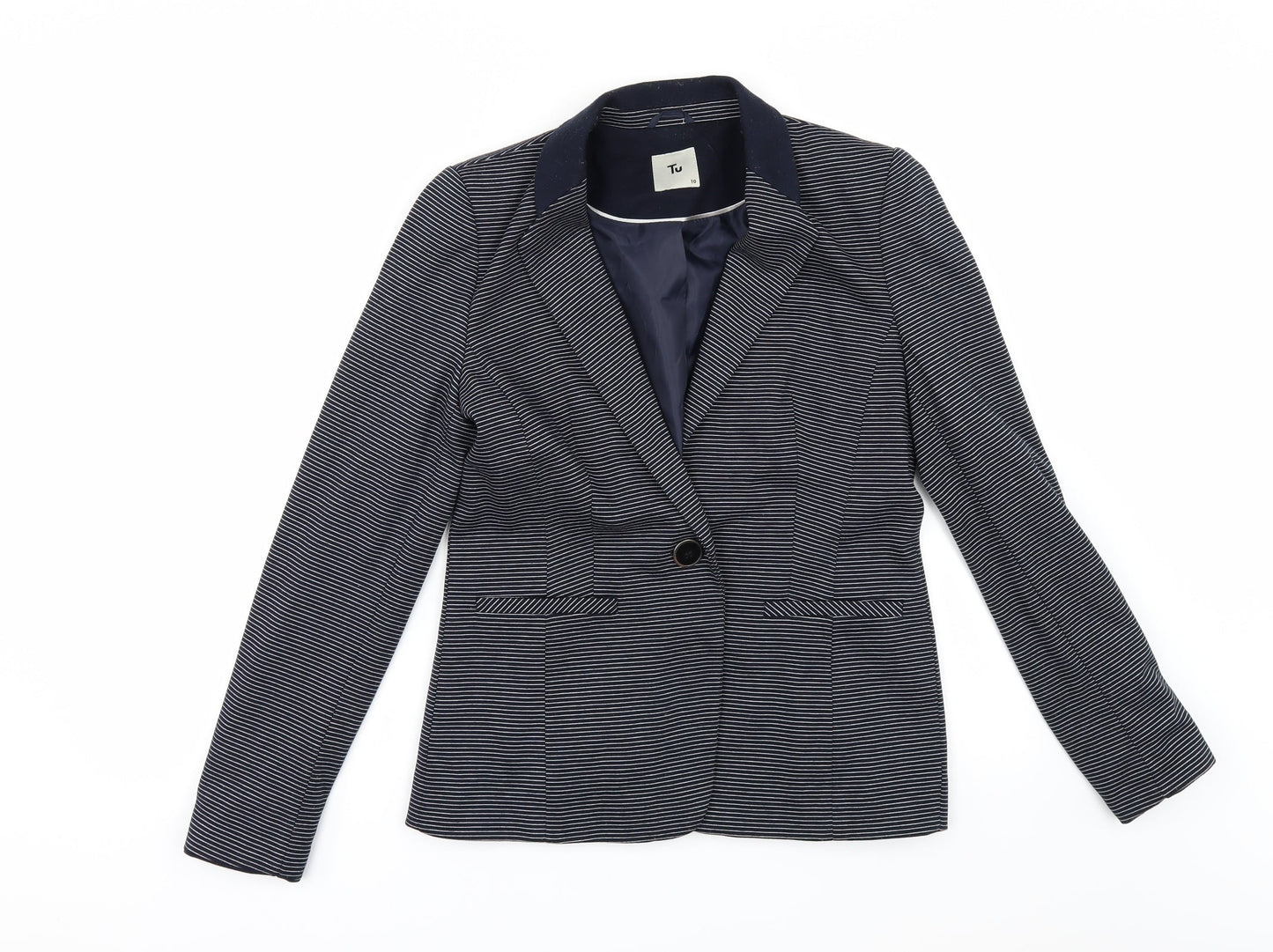 TU Womens Blue Striped  Jacket  Size 10