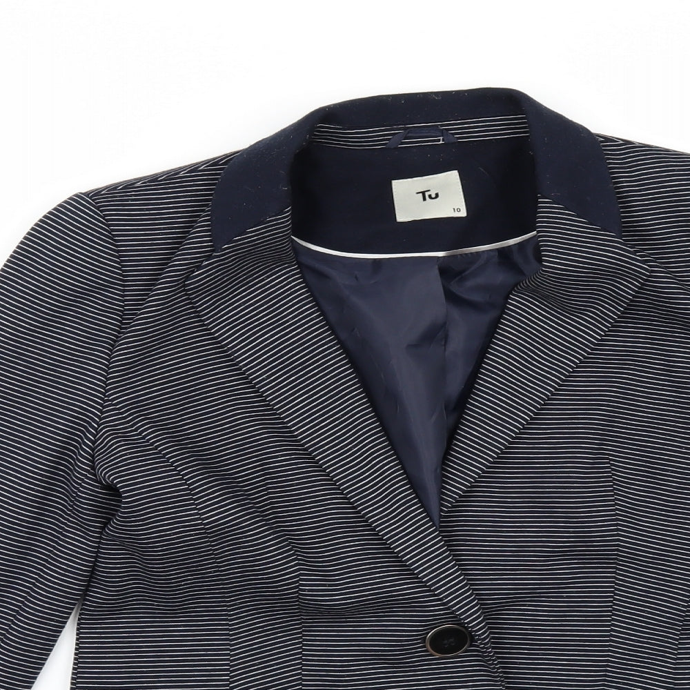 TU Womens Blue Striped  Jacket  Size 10