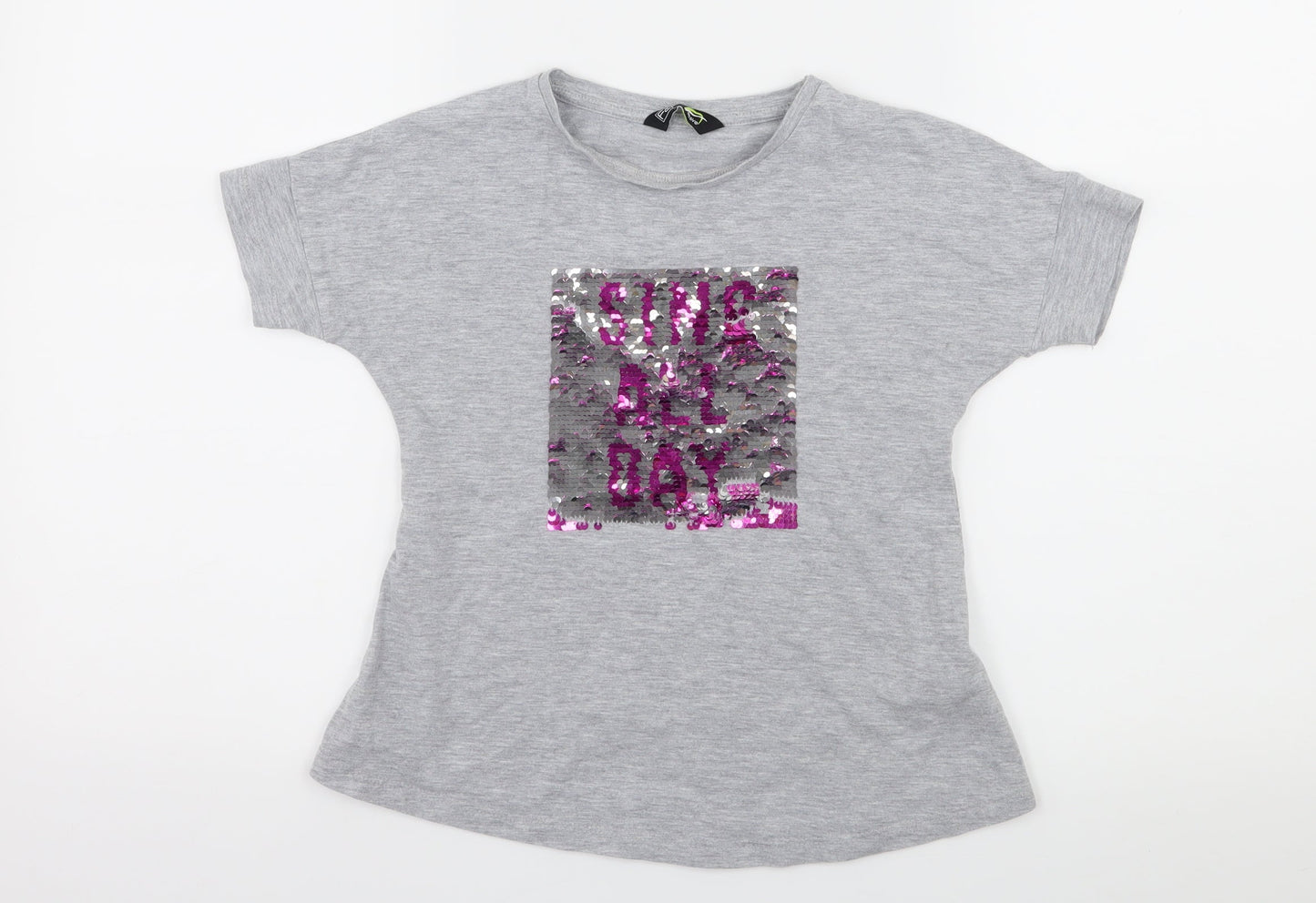 F&F Girls Grey  Jersey Basic T-Shirt Size 5-6 Years