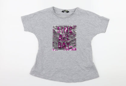 F&F Girls Grey  Jersey Basic T-Shirt Size 5-6 Years