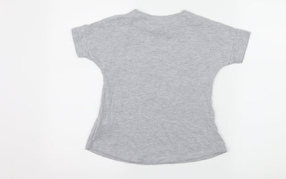 F&F Girls Grey  Jersey Basic T-Shirt Size 5-6 Years