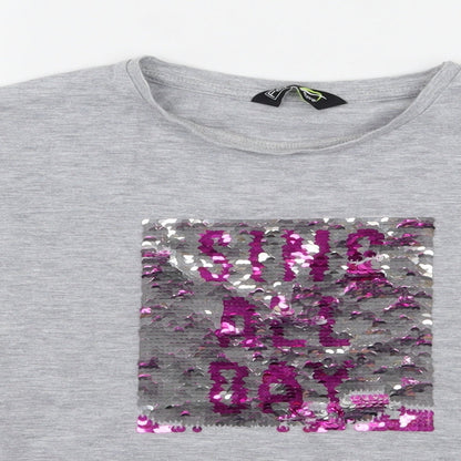 F&F Girls Grey  Jersey Basic T-Shirt Size 5-6 Years