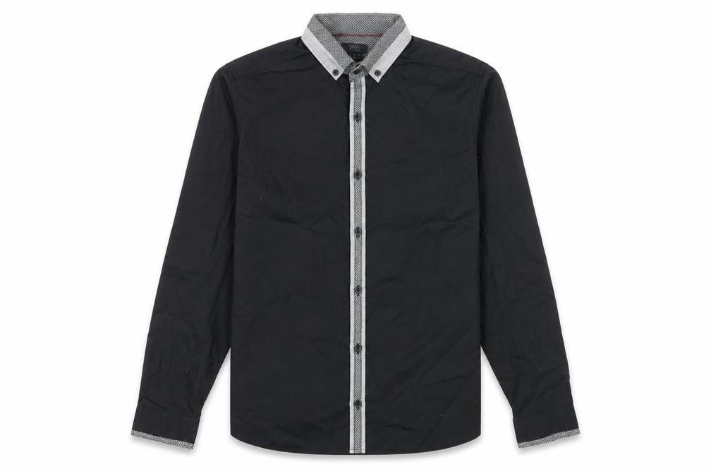 Mens UK Size M F&F Black  Button-Up Long Sleeve Casual Shirt