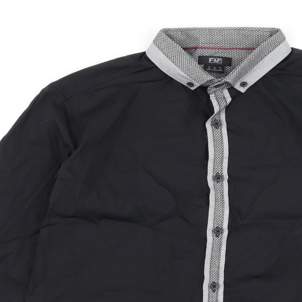 F&F Mens Black    Button-Up Size M