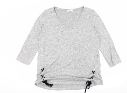 Papaya Womens Grey  Knit Pullover Jumper Size 14  - Lace up detail