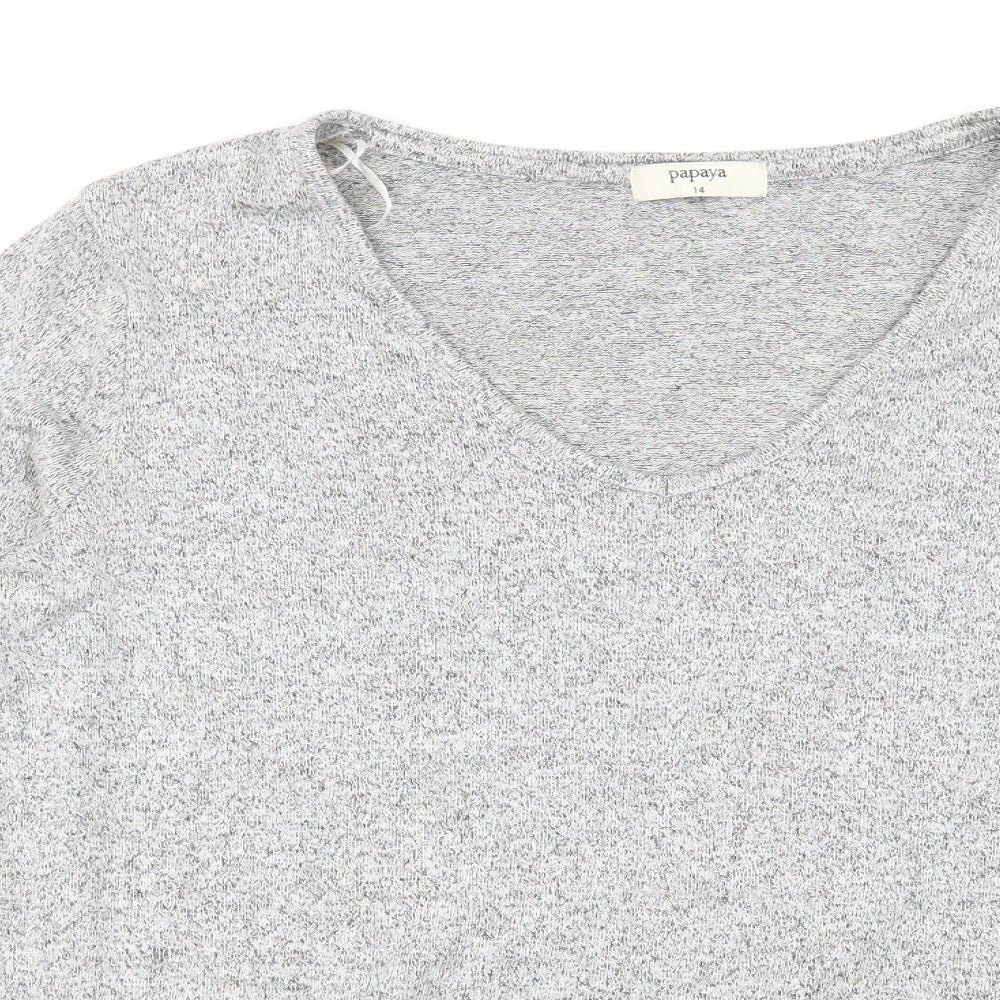 Papaya Womens Grey  Knit Pullover Jumper Size 14  - Lace up detail