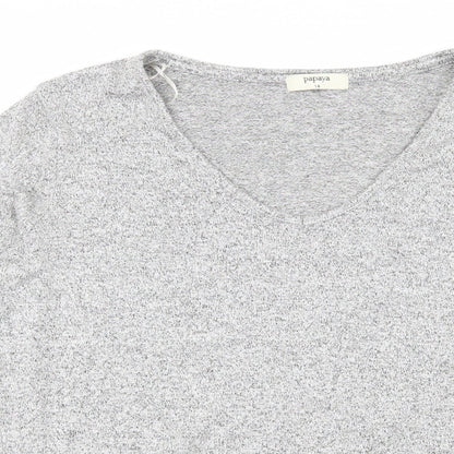 Papaya Womens Grey  Knit Pullover Jumper Size 14  - Lace up detail