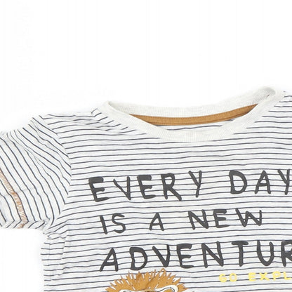 Preworn Boys White Striped  Basic T-Shirt Size 2-3 Years