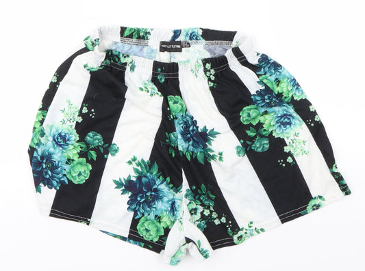 PRETTYLITTLETHING Womens White Striped  Cut-Off Shorts Size 8