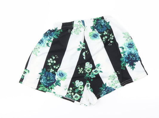 PRETTYLITTLETHING Womens White Striped  Cut-Off Shorts Size 8