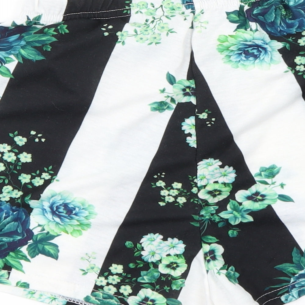 PRETTYLITTLETHING Womens White Striped  Cut-Off Shorts Size 8