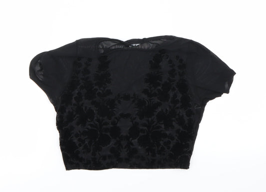 Womens UK Size 6 Misguided Black Basic T-Shirt