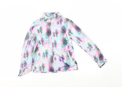 NEXT Girls Purple Floral  Henley Jumper Size 8 Years