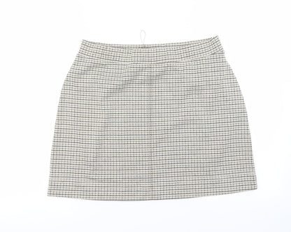 NEXT Womens Beige Check  A-Line Skirt Size 14