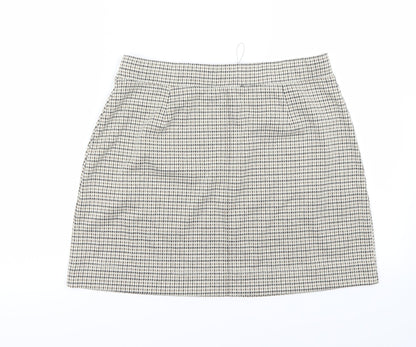 NEXT Womens Beige Check  A-Line Skirt Size 14