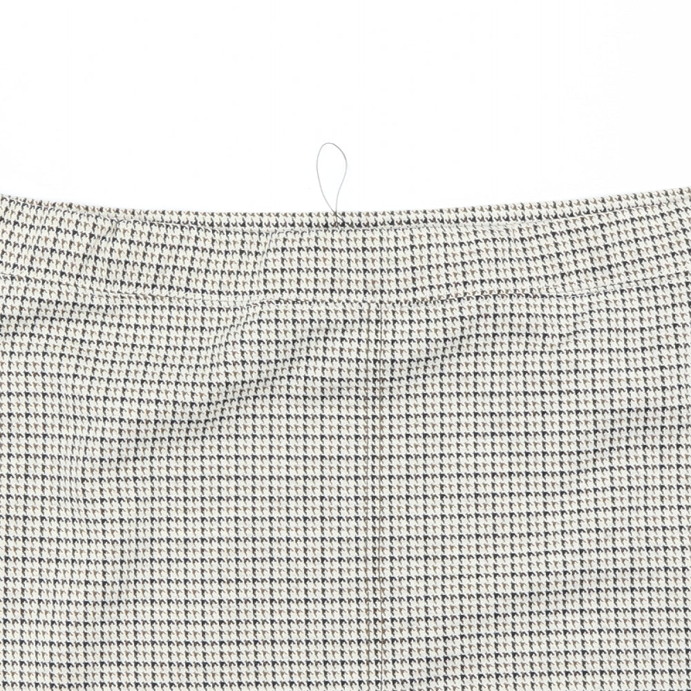 NEXT Womens Beige Check  A-Line Skirt Size 14