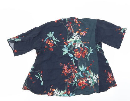 NEXT Girls Grey Floral  Basic Blouse Size 7 Years