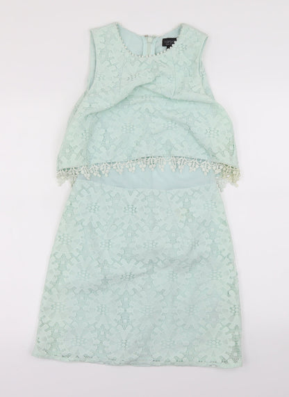 Topshop Womens Green Fair Isle  A-Line  Size 8