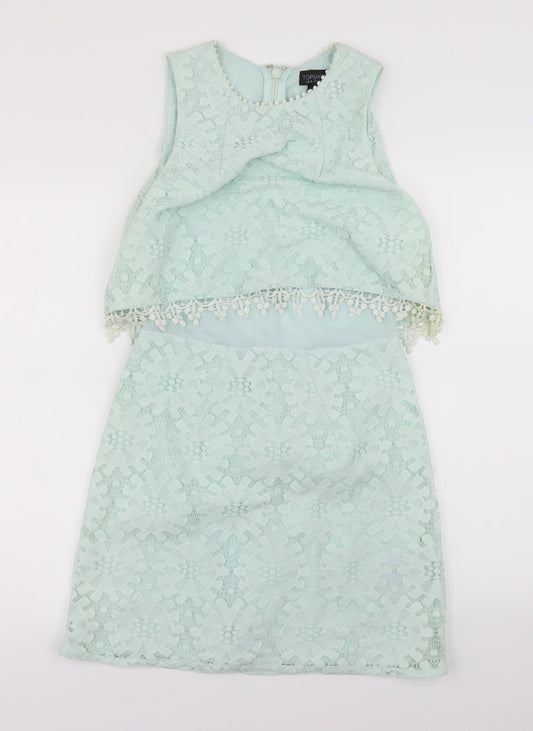 Topshop Womens Green Fair Isle  A-Line  Size 8