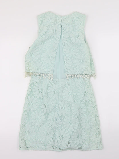 Topshop Womens Green Fair Isle  A-Line  Size 8
