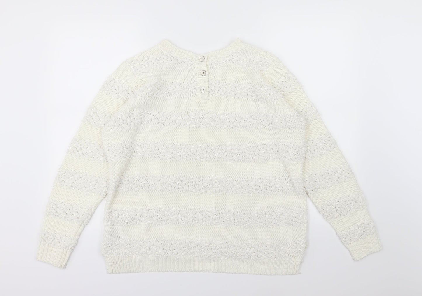 Red Herring Womens Ivory Striped Knit Pullover Jumper Size 18