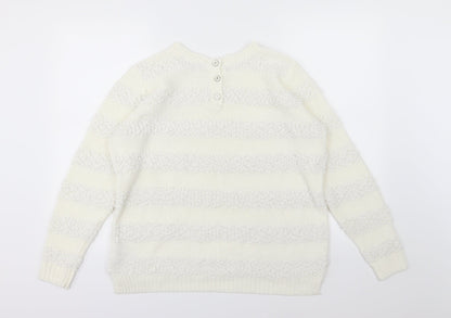Red Herring Womens Ivory Striped Knit Pullover Jumper Size 18