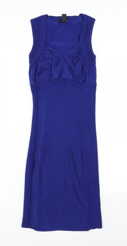 H&M Womens Blue  Knit Jumper Dress  Size XS