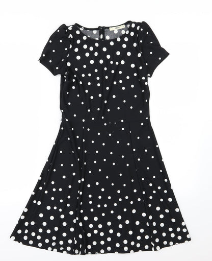 Oasis Womens Black Polka Dot  A-Line  Size XS