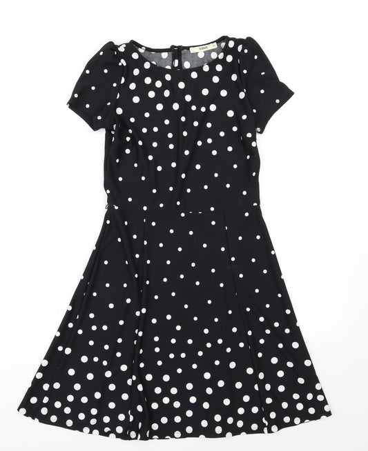 Oasis Womens Black Polka Dot  A-Line  Size XS