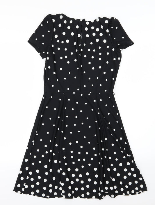 Oasis Womens Black Polka Dot  A-Line  Size XS